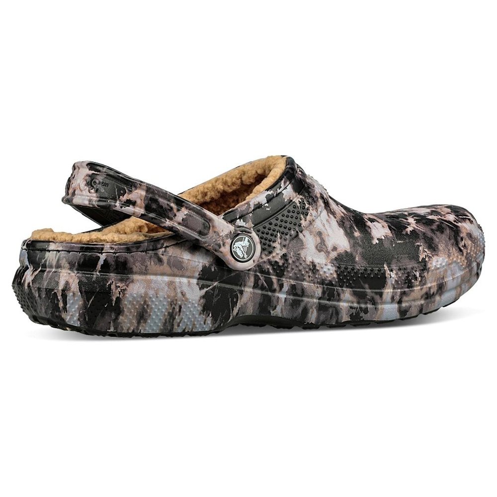 Crocs Clog Womens Size 6 Classic Lined Black Bleached Tie Dye Slip On Shoe NEW - Picture 3 of 5